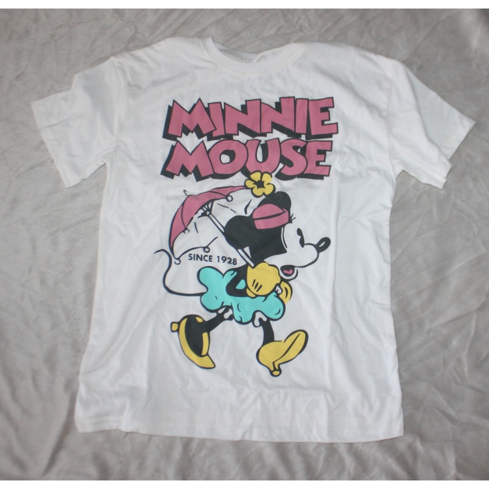 Disney Minnie Mouse Women's T-Shirt Top white Size XXL Short Sleeve Crew Neck